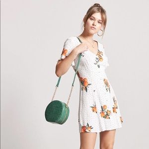 Polka Dot White/Orange Print Dress